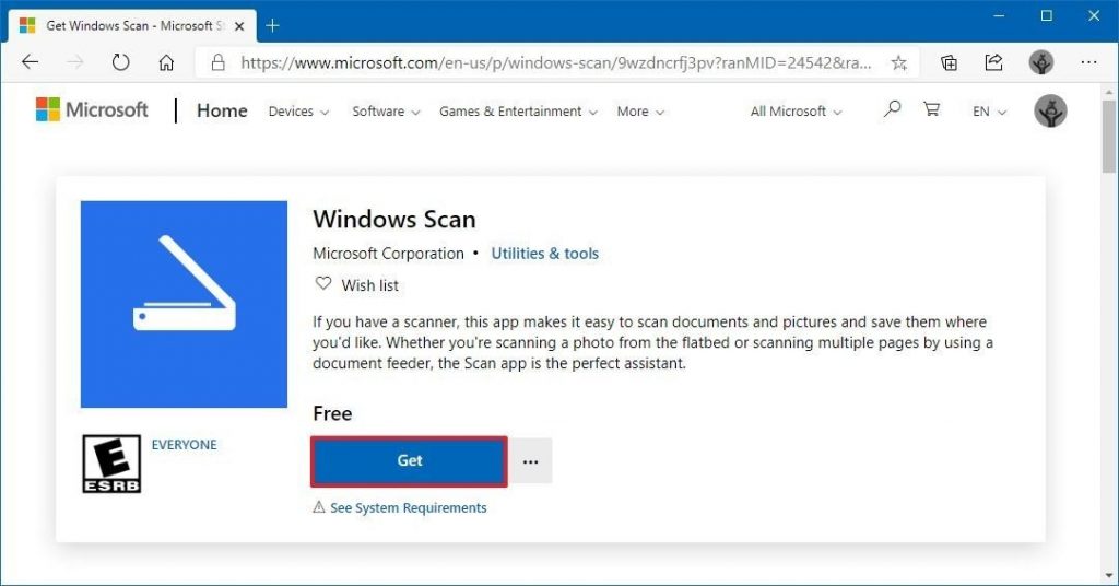windows 10 scan utility