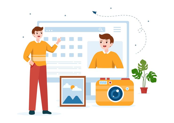 personal portfolio with profile data self improvement attract clients hand drawn illustration 2175 10427