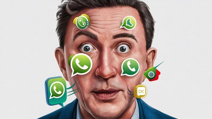 whatsapp icons popping up mans face 926199 2466685