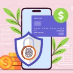 banking application security smartphone with bank card shield with fingerprint authentication verification identity confirmation biometrics flat vector illustration 118813 28194