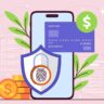 banking application security smartphone with bank card shield with fingerprint authentication verification identity confirmation biometrics flat vector illustration 118813 28194