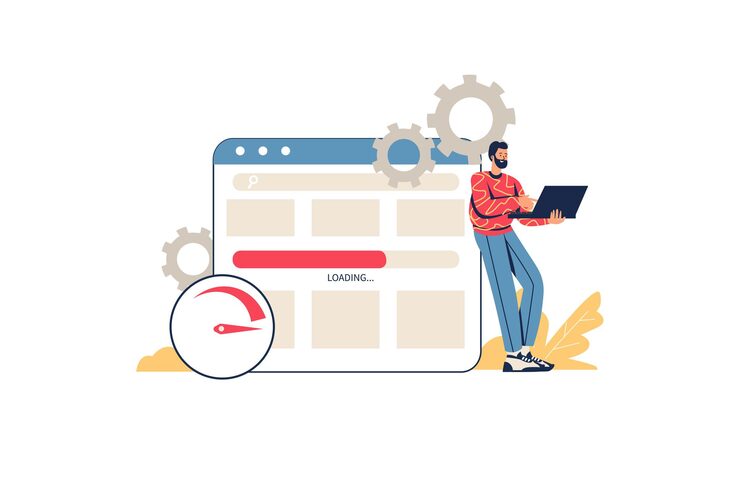 optimize website web concept man designer setting up testing site programmer writes code manages page browser minimal people scene vector illustration flat design website 198565 442