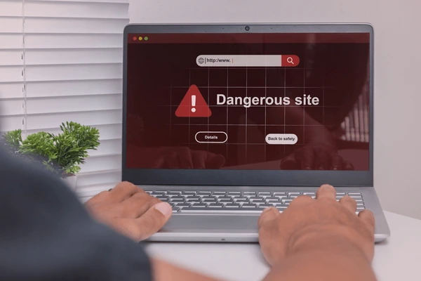 User checking website safety before clicking an unknown link