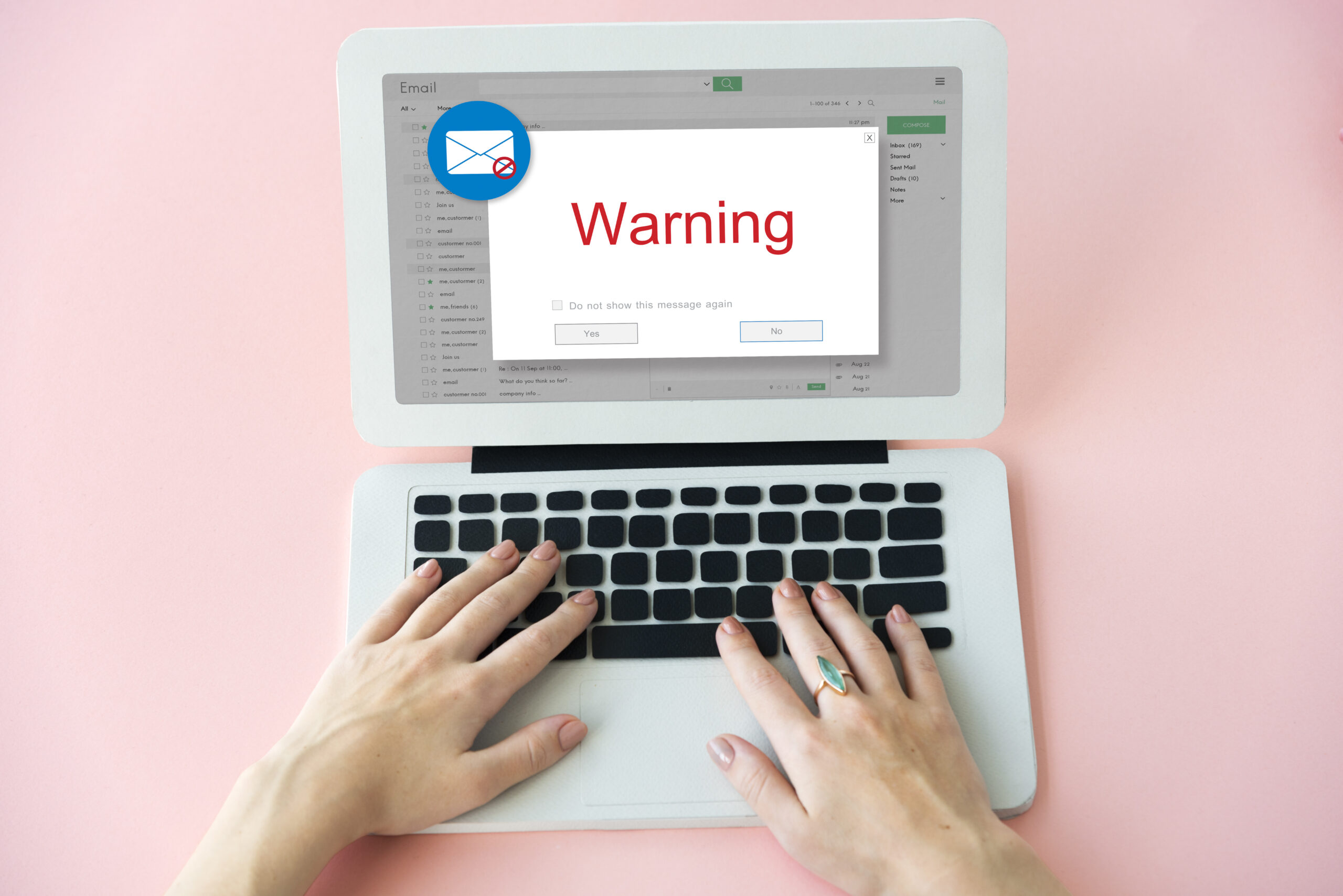 Gmail account showing storage full warning message