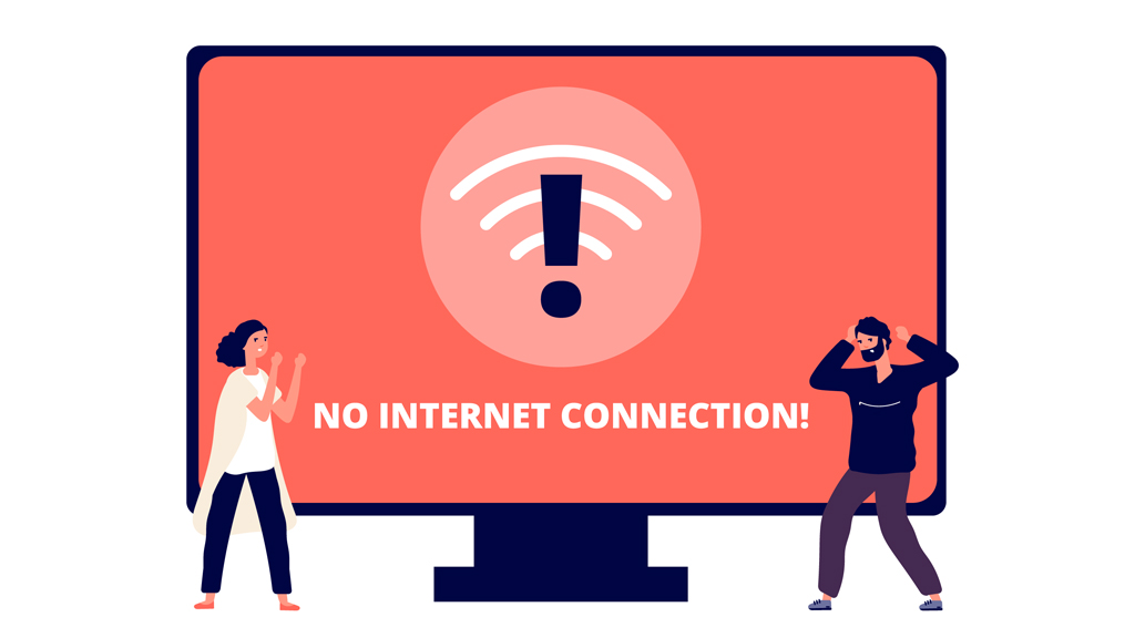 Laptop connected to WiFi network but displaying no internet access warning
