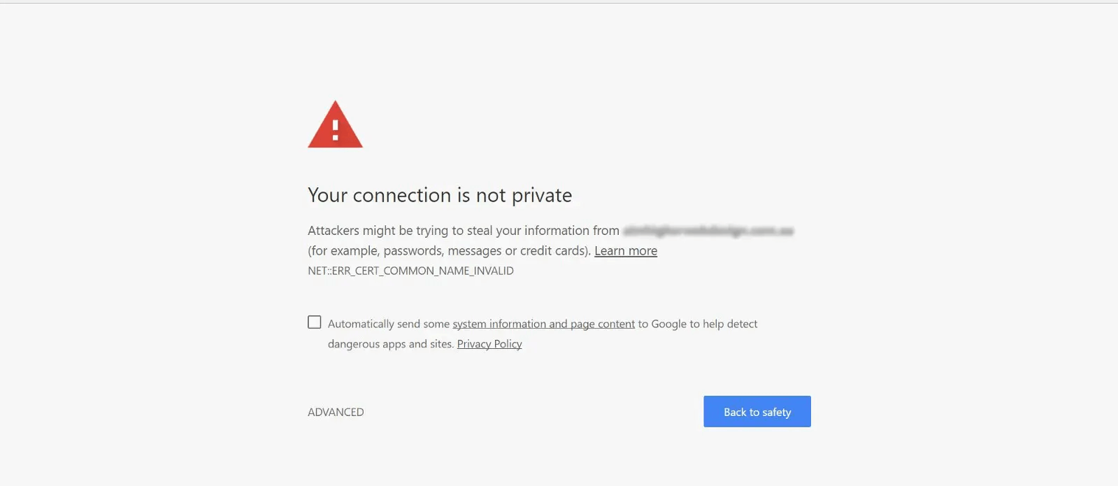 Browser displaying Not Secure warning beside website URL